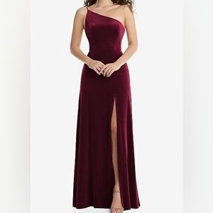 After 6 one shoulder spaghetti strap velvet maxi dress size 8 NWT Cabernet 1556